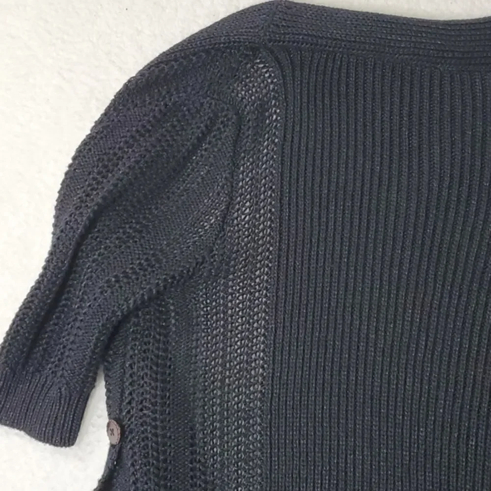 Moth By Anthropology Rib Knit Sweater Cardigan Black Large
